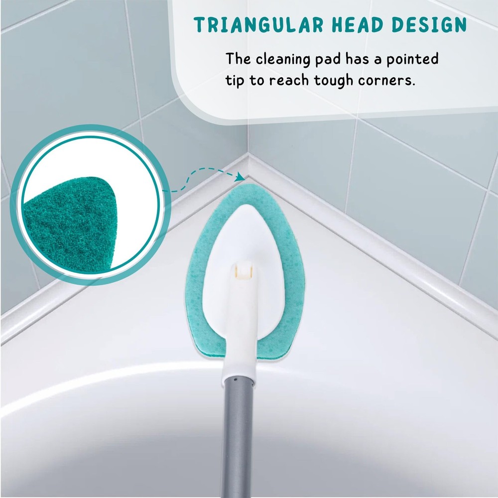 Shower Scrubber with Long Handle, 47'' handle, Green