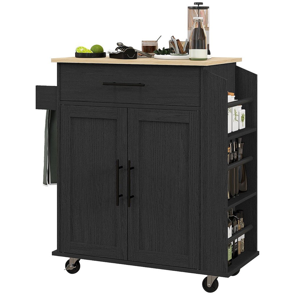 Kitchen Island with Storage, Rolling Kitchen Cart with AC Outlets