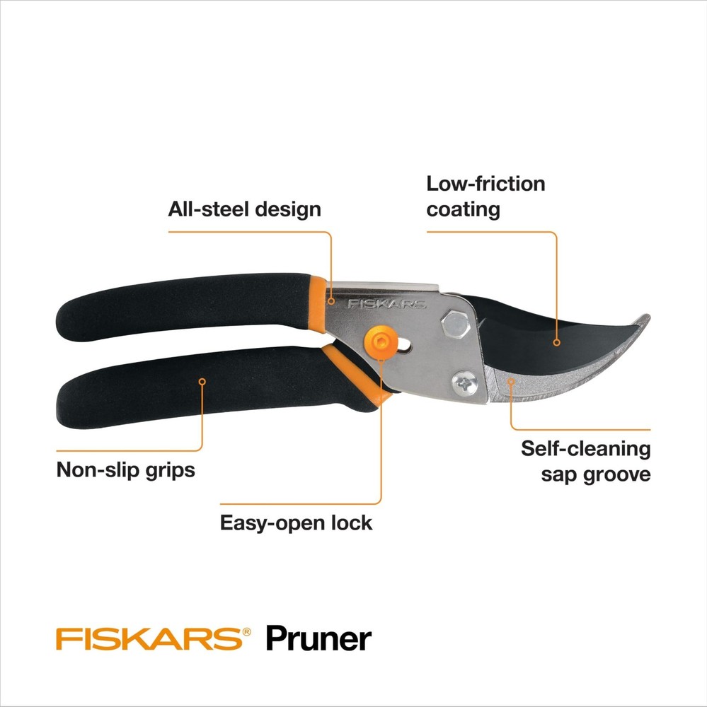 Fiskars Bypass Pruning Shears, 5/8-Inch Cut Capacity Garden Clippers,