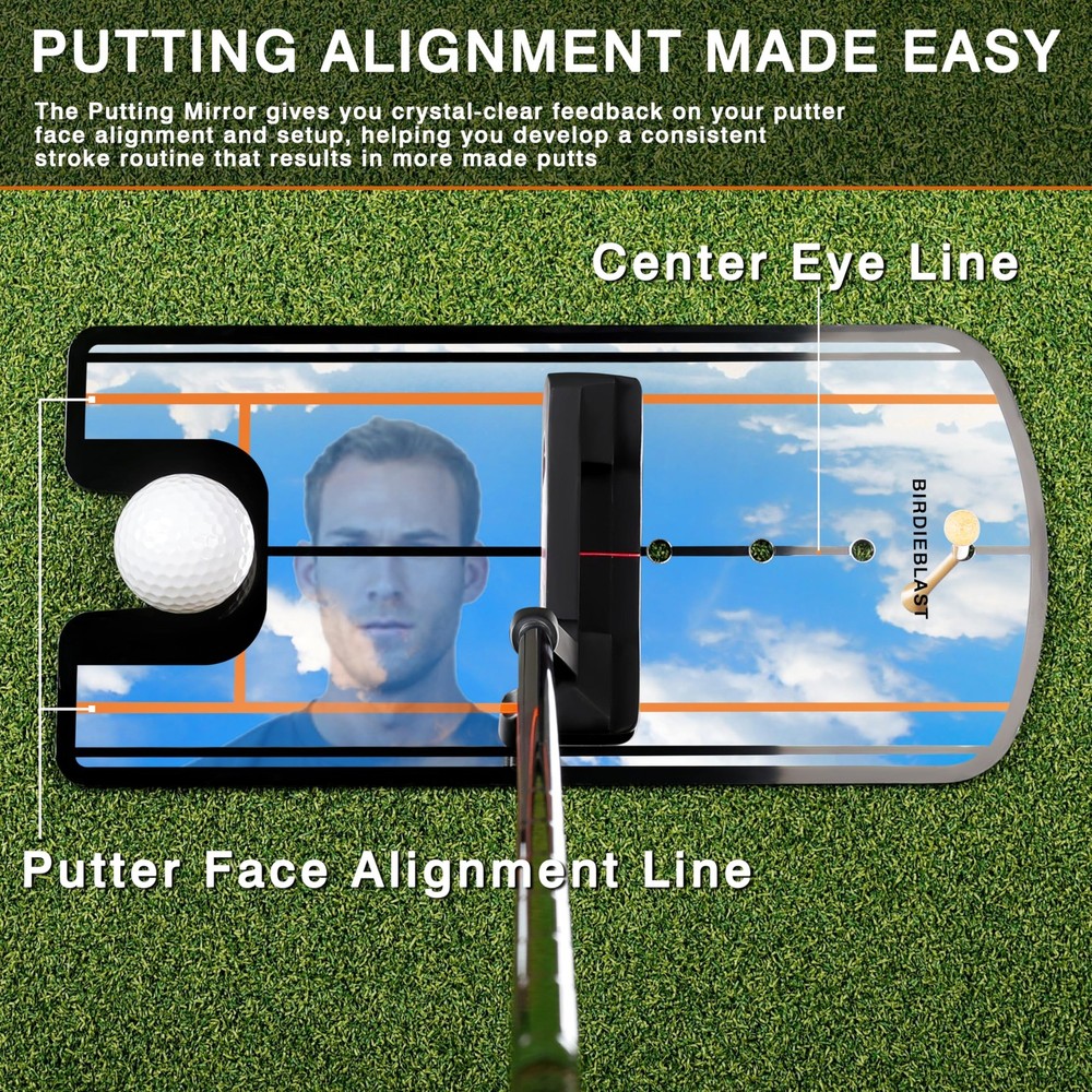 Golf Putting Mirror Training Aid with Putter Line for Practice, Alignment Tool