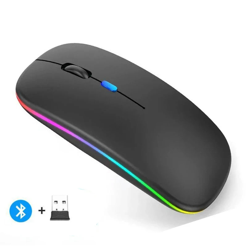 Wireless Mouse Rechargeable Silent LED Backlit Dual Mode 2.4G Bluetooth Optical