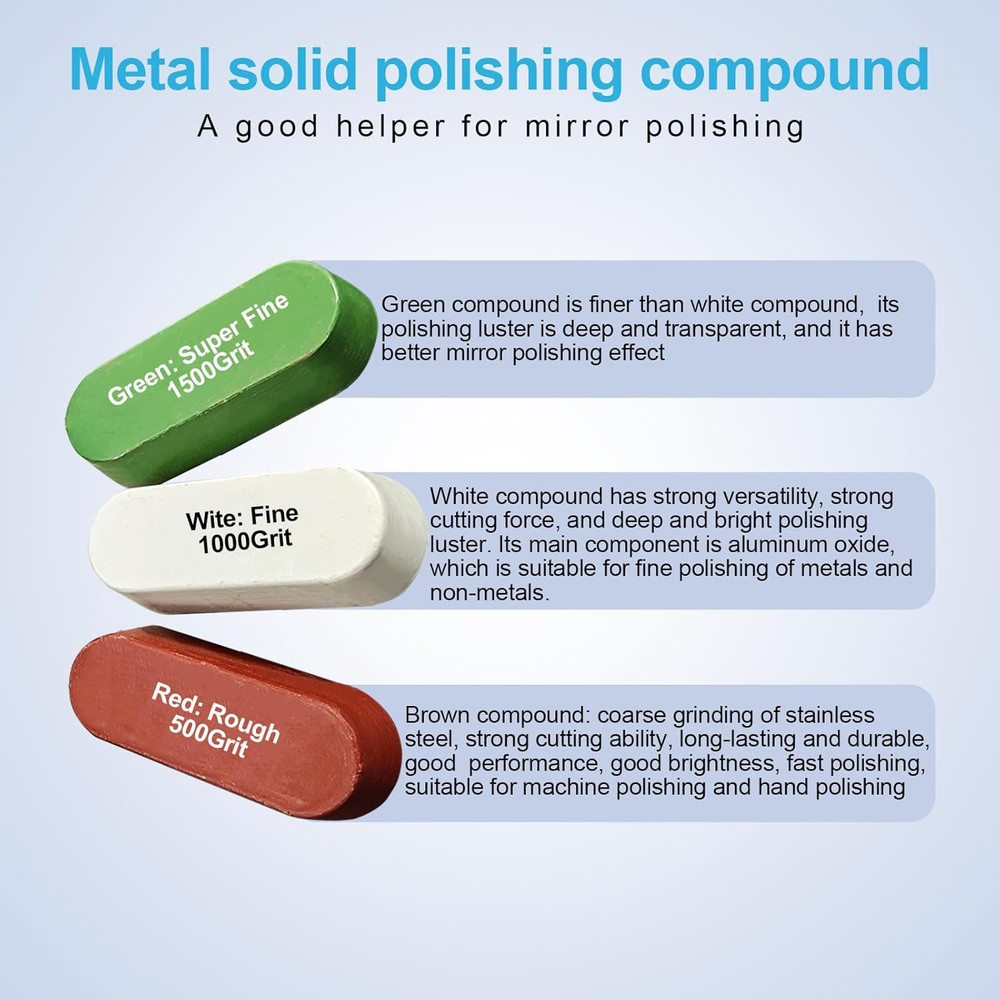 6 Drill Buffing Wheels and 3 Polishing Compounds, Multi-Specification Wheel Kit