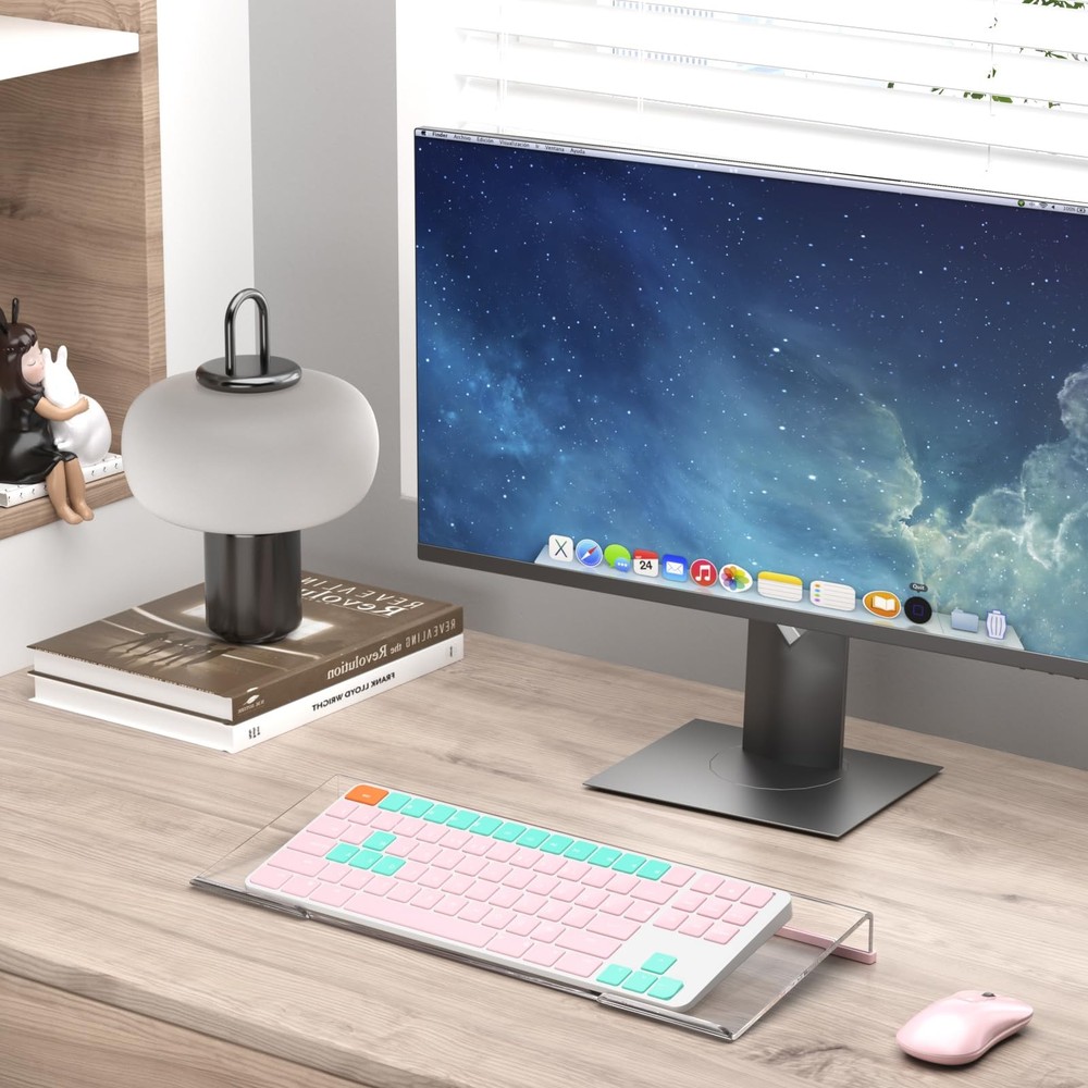 BEEGO Ergonomic Computer Keyboard Stand - 1PCS, Clear W/ Lightpink Strip