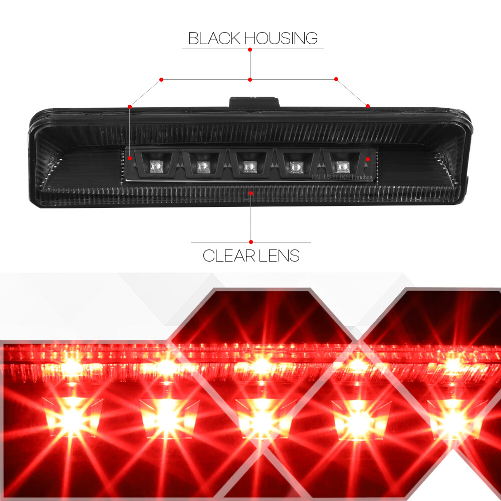 Fits 2011-2015 Ford Explorer [Black/Clear] LED Third 3rd Brake Light Tail Lamp