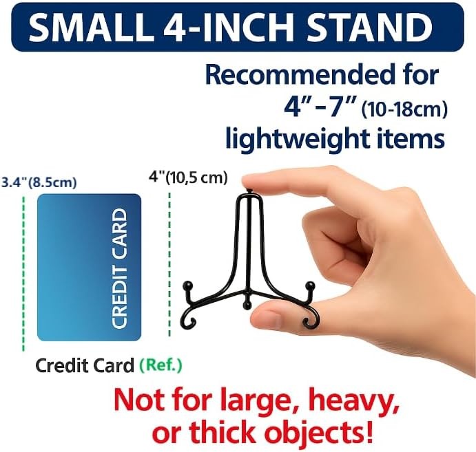 (4 pack)Iron Display Stand, Black Iron Easel Plate 4 inch pack),