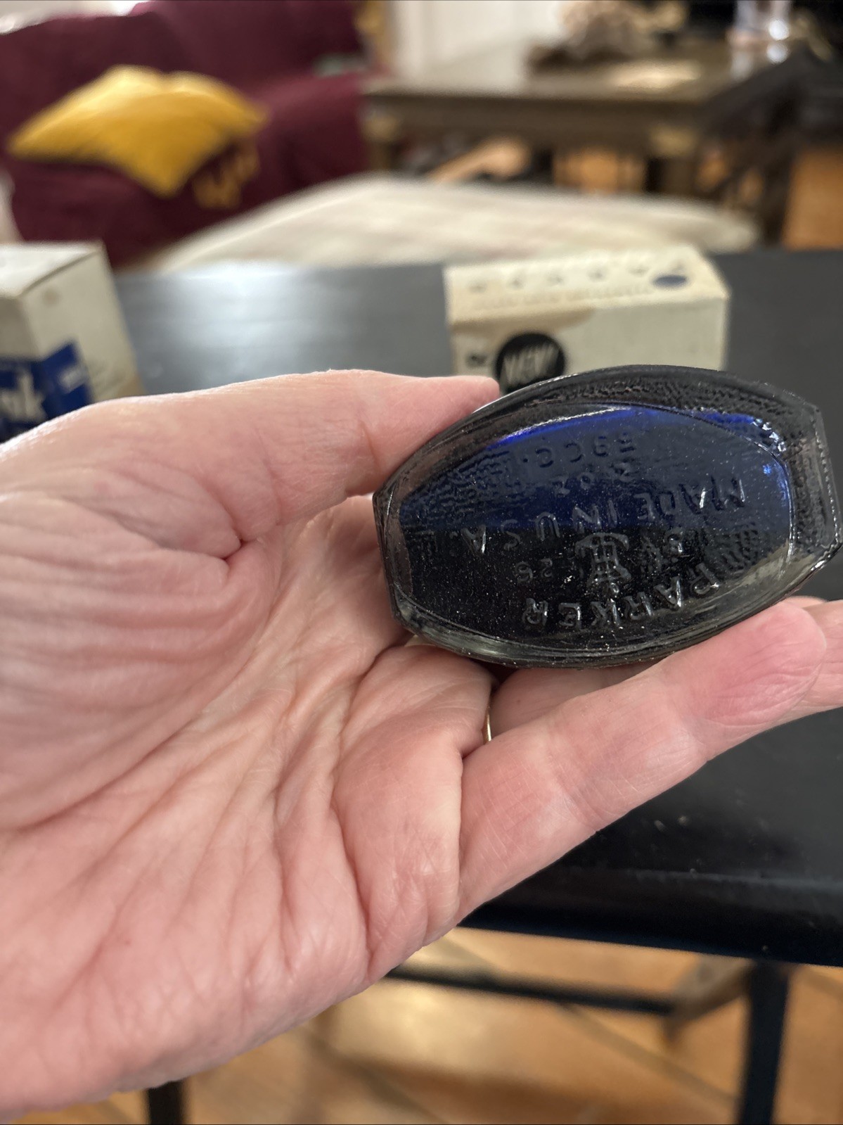 2 Parker Quink Vintage Blue Black & Royal Blue Fountain Pen Ink NOS Full New 50s