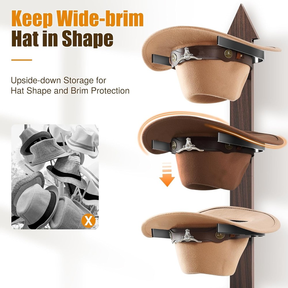 Cinati Cowboy Hat Rack, Holder Wall Mount Walnut-1 Pack, Walnut