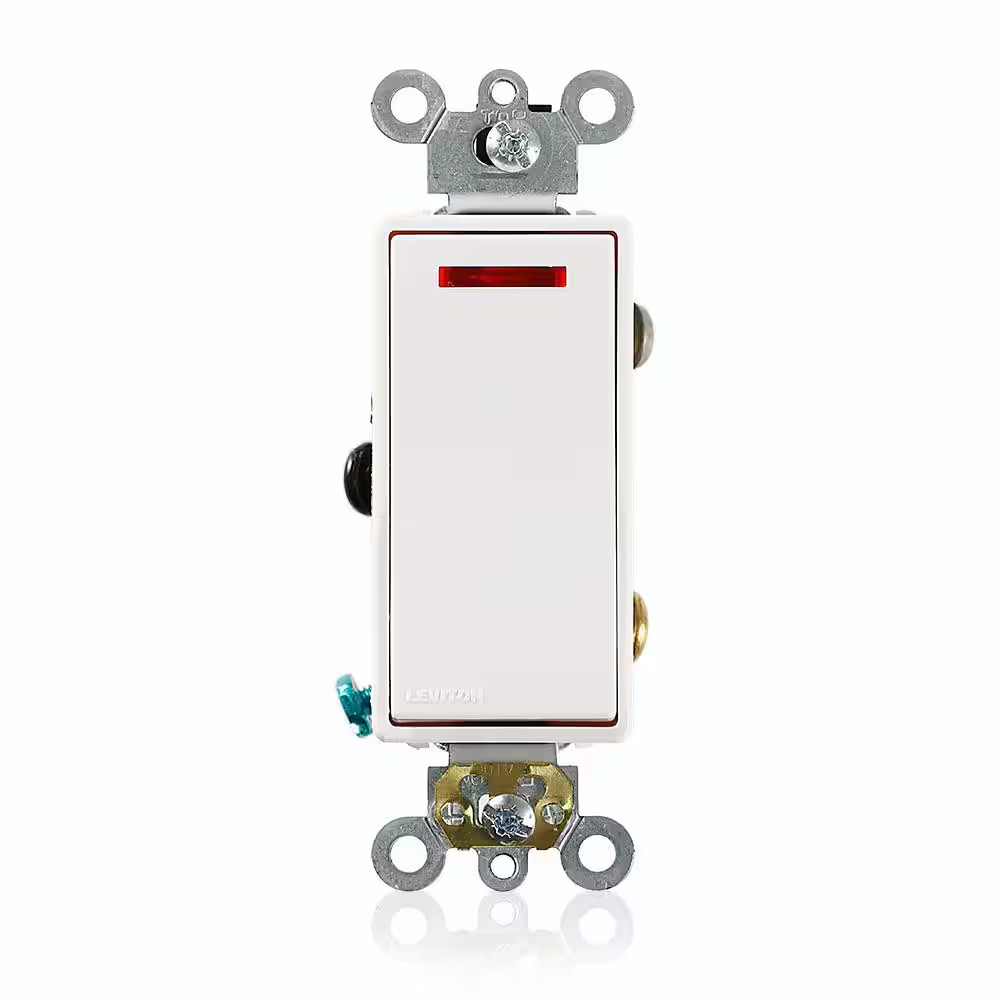 20 Amp Decora plus Commercial Grade Single Pole Rocker Switch with Pilot Light,