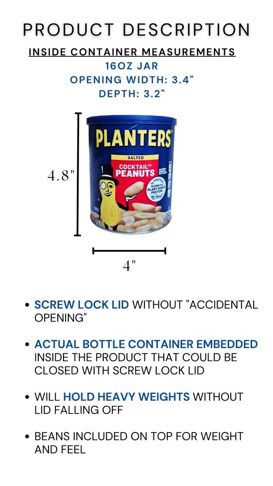 Peanuts Diversion Safe Stash Can Screw Lock Hidden Compartment For Valuables