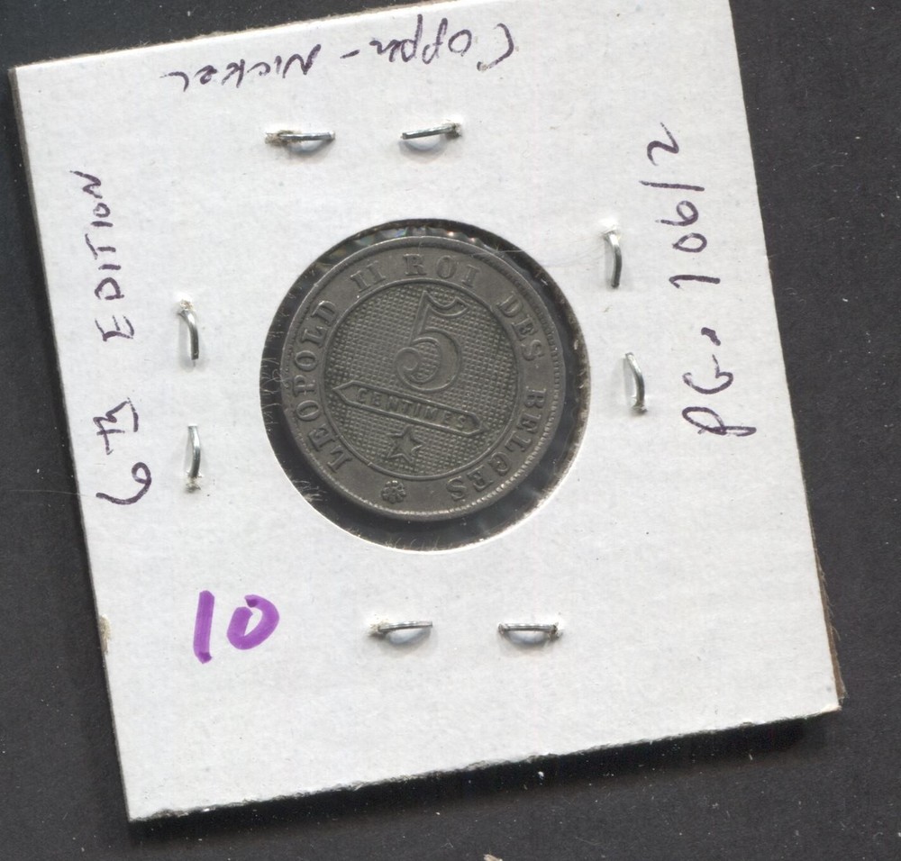 1895- Belgium- VF-5 Cents