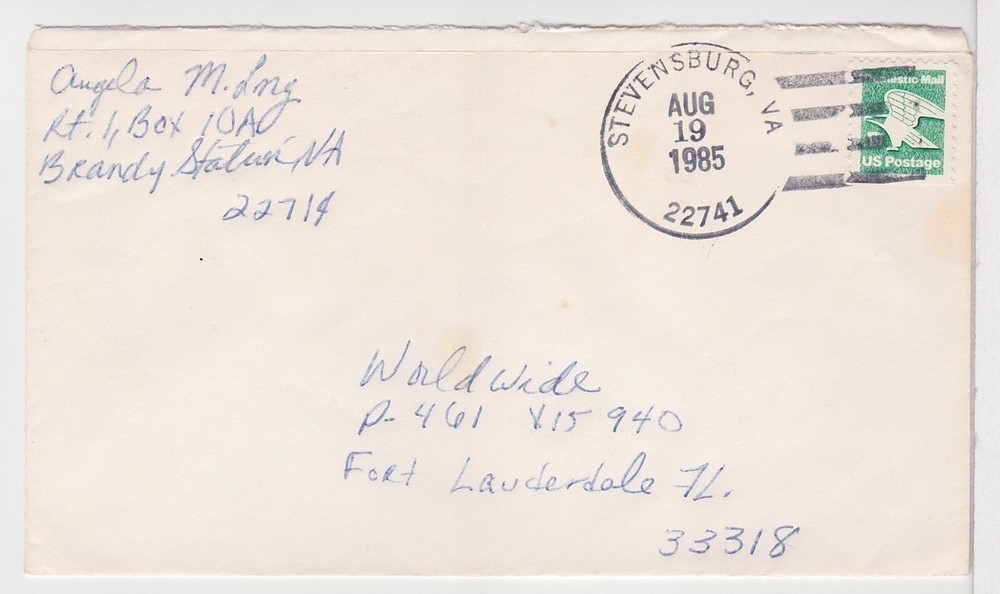 TurtlesTradingPost- Virginia- Stevensburg, VA 1986  - Nice Hand Cancel