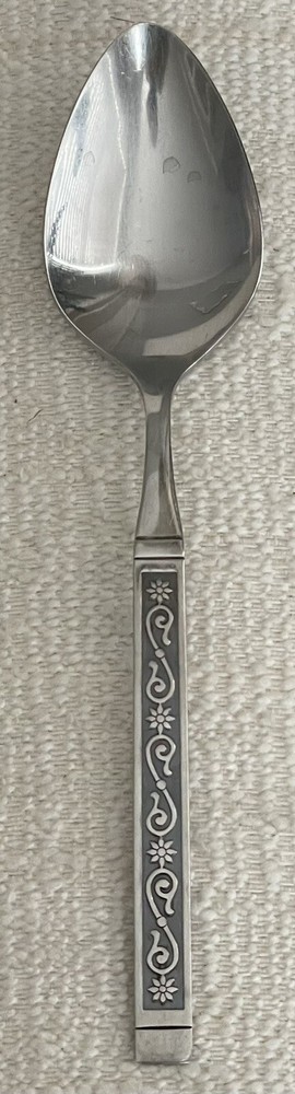 Oneida MIDNIGHT Stainless S.S.S. Black Accent Flatware Serving Spoon