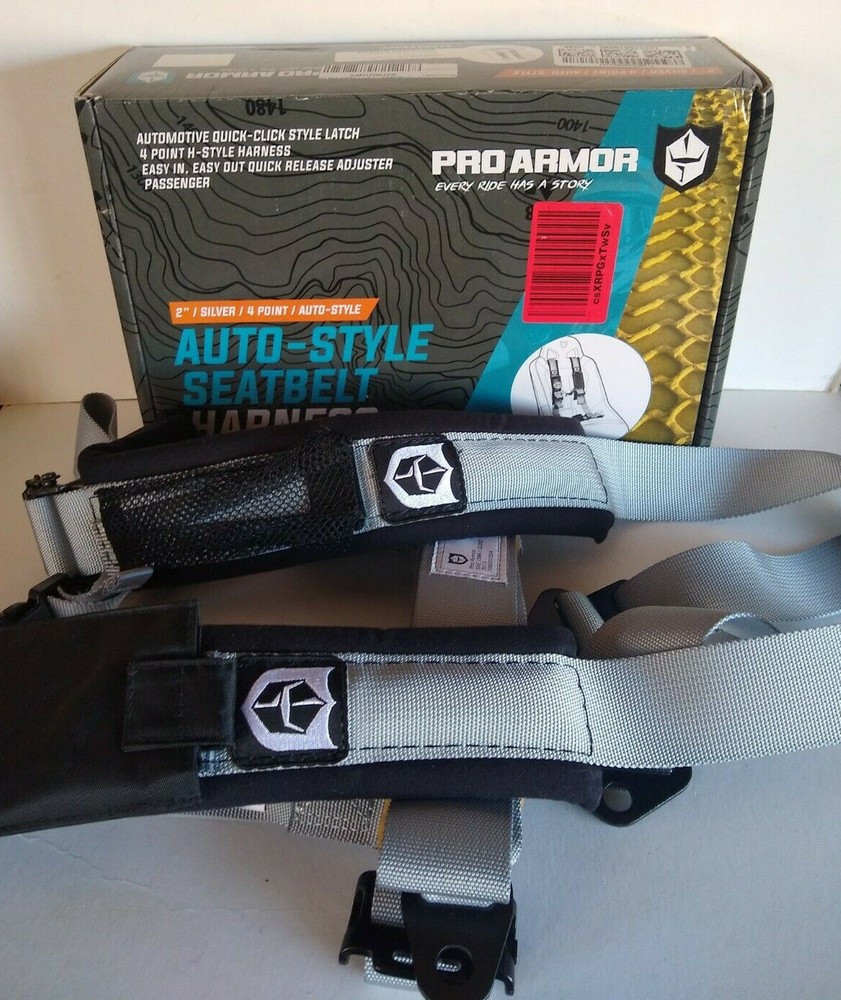 Pro Armor 4-Point Auto-Style Seatbelt Harness 2" Silver Passenger Side