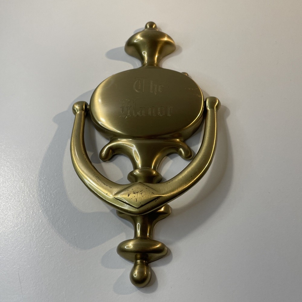 Vintage Solid Brass Door Knocker Engraved “The Manor” Spain Things Remembered