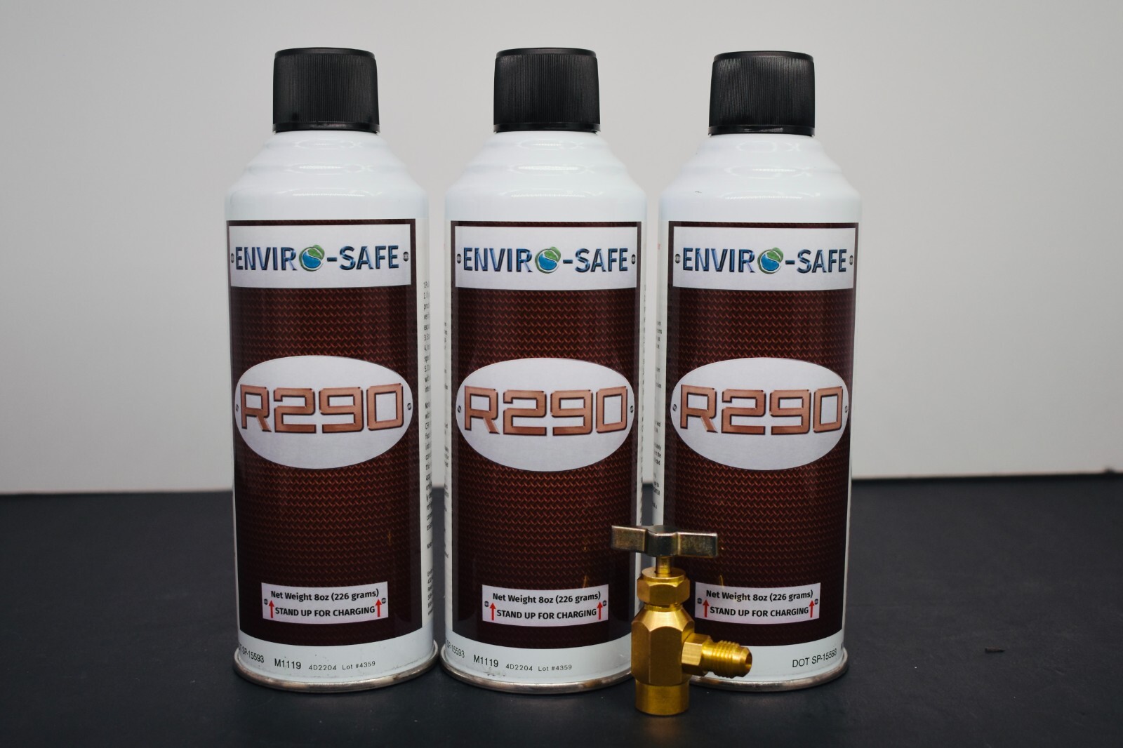 R290 Upright Charge, K-28 Valve, 3 cans with Top-Tap