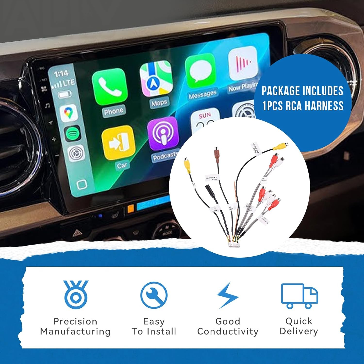 1x RCA Harness For Pioneer DMH-W4660NEX DMH-WT7600NEX DMH-WT76NEX DMH-WT8600NEX