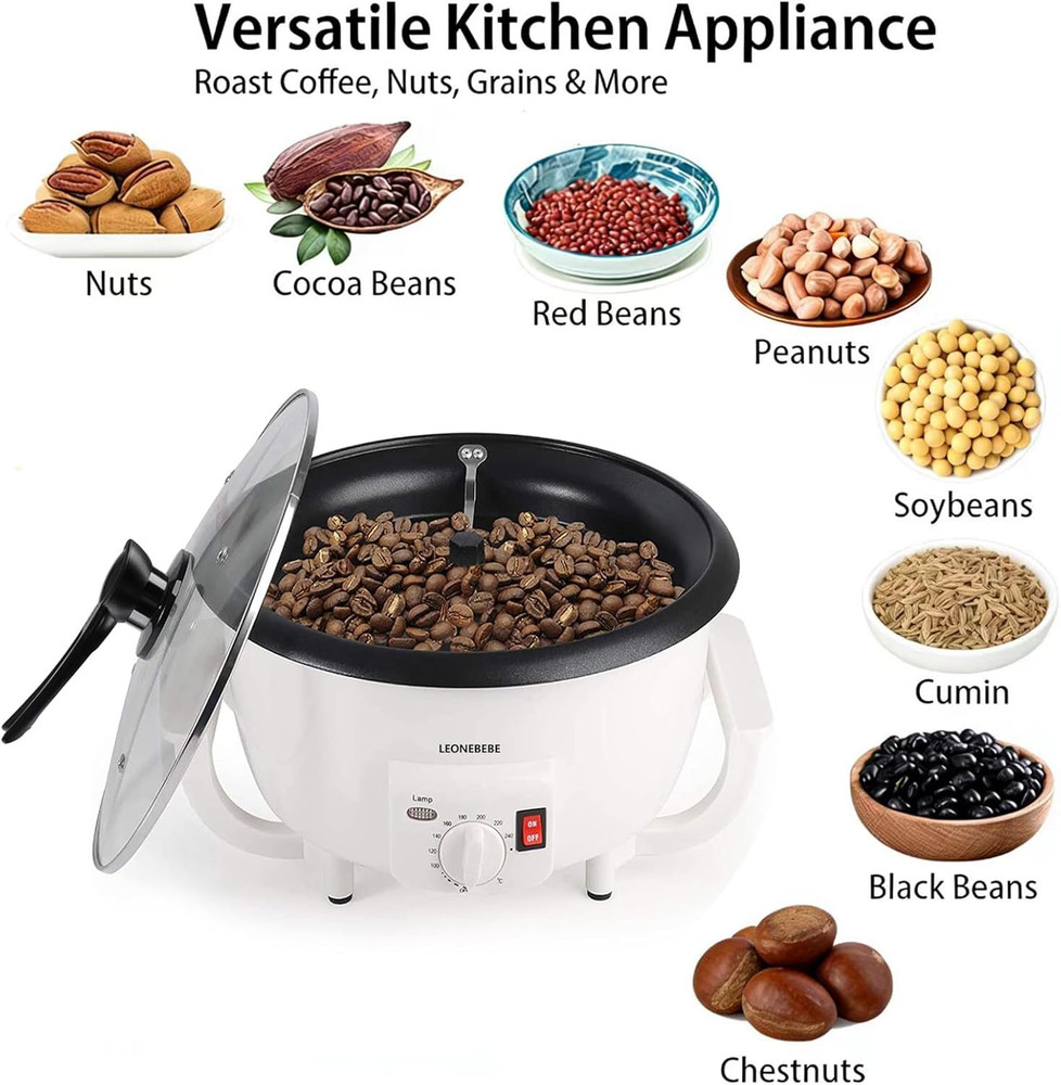 Beginner Electric Coffee Bean Roaster Machine - 750G Capacity for Nuts & More