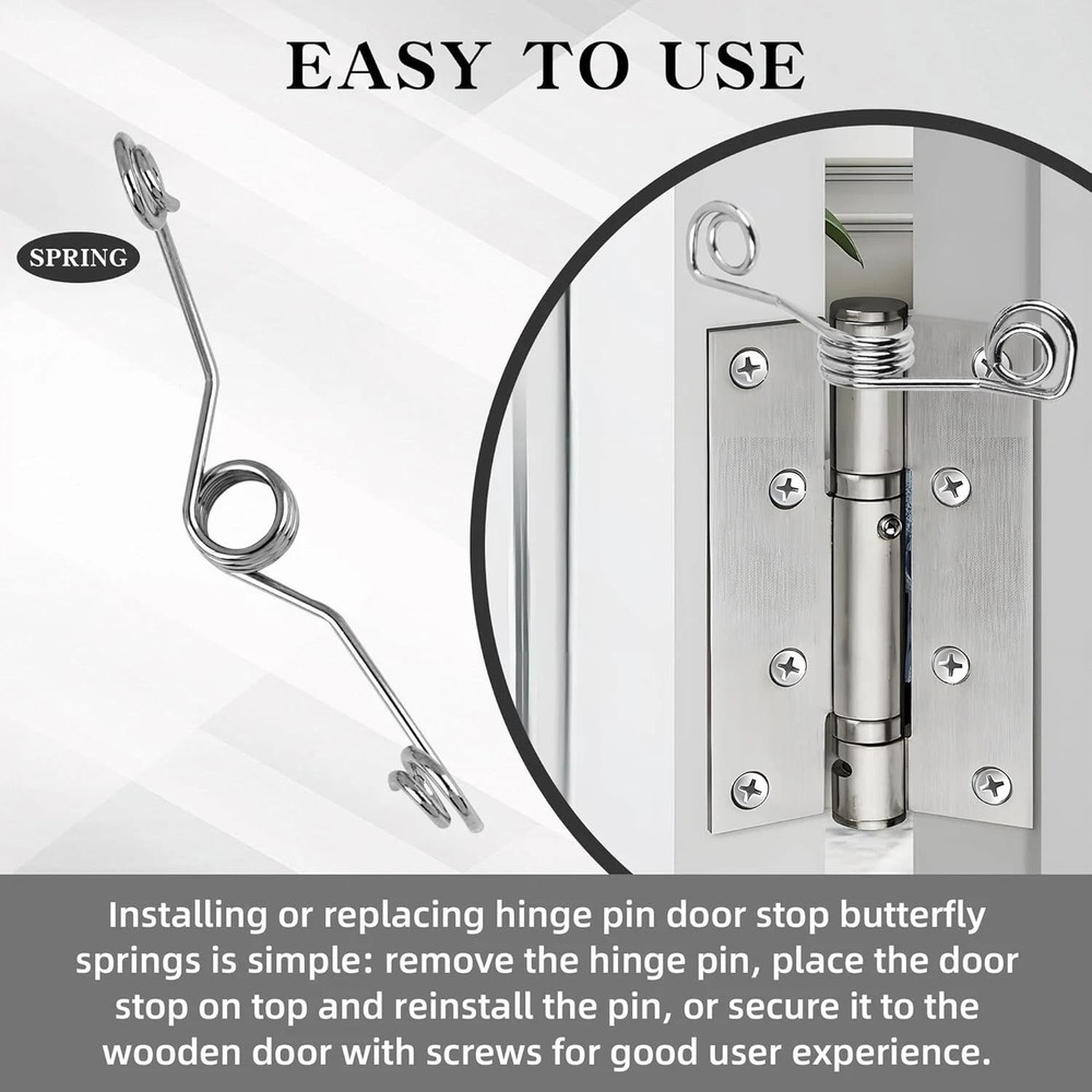 10 Pack Hinge Pin Door Stop Butterfly Spring to Keep Door Open Hinge Stopper for