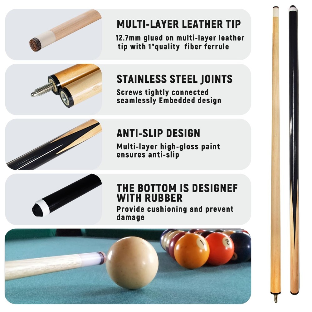 95pcs Pool Table Accessories Set - Balls, Triangle, Rack, Cue, Chalk, Tips, S...