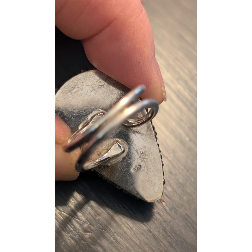 Druzy Marcasite Cubic Zirconia Sterling Split Shank Adjustable Statement Ring