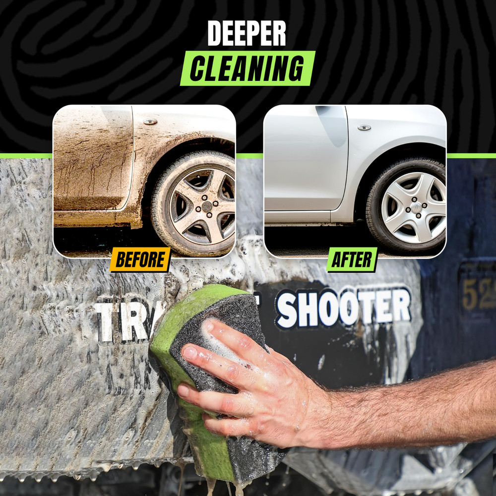 Grip Clean Dual Texture Car Wash Sponge - Multi Purpose Bug Foam Cleaner, 2 Pack