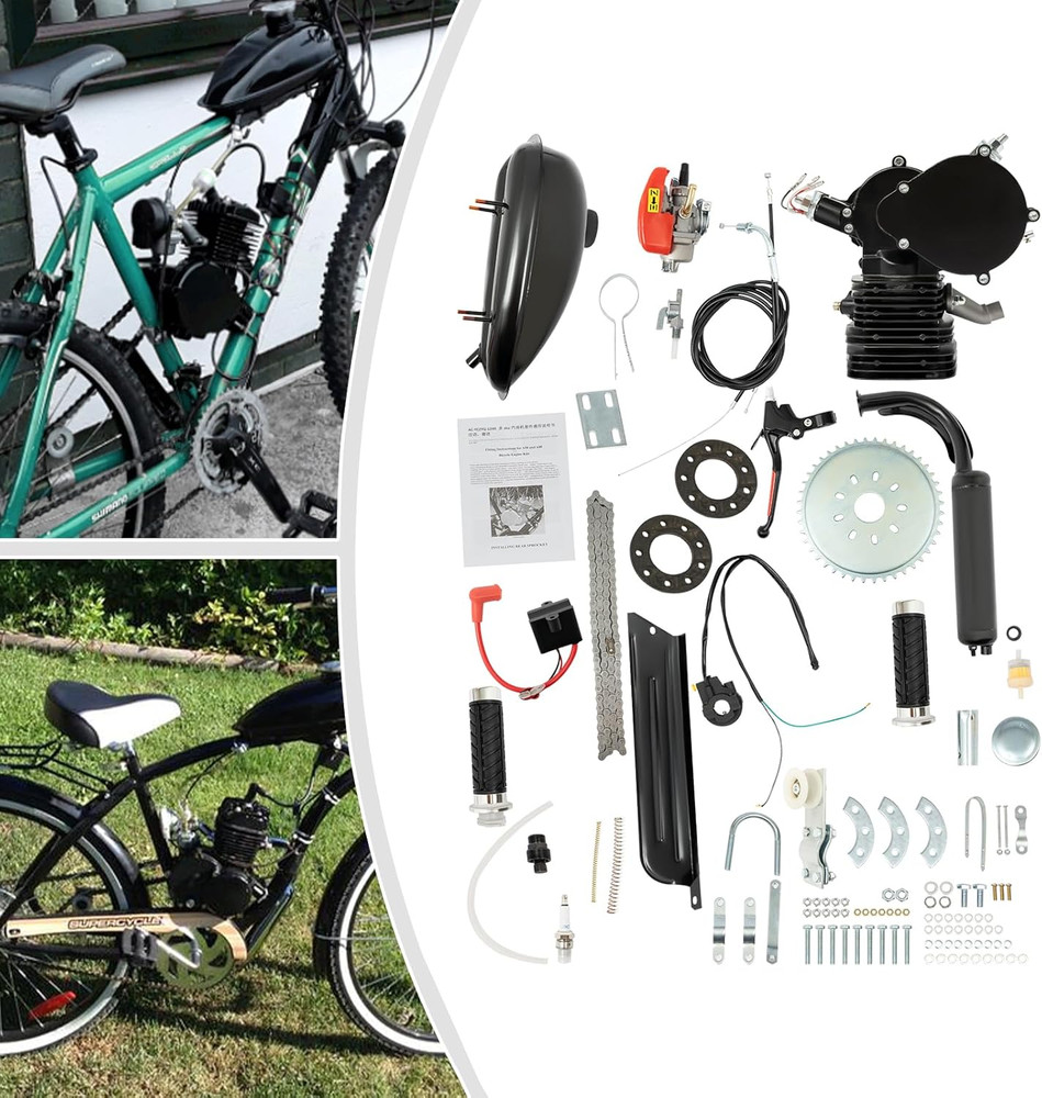 110Cc Bicycle Engine Kit, 2-Stroke Gas Motorized Bicycle Conversion Kit Fit for