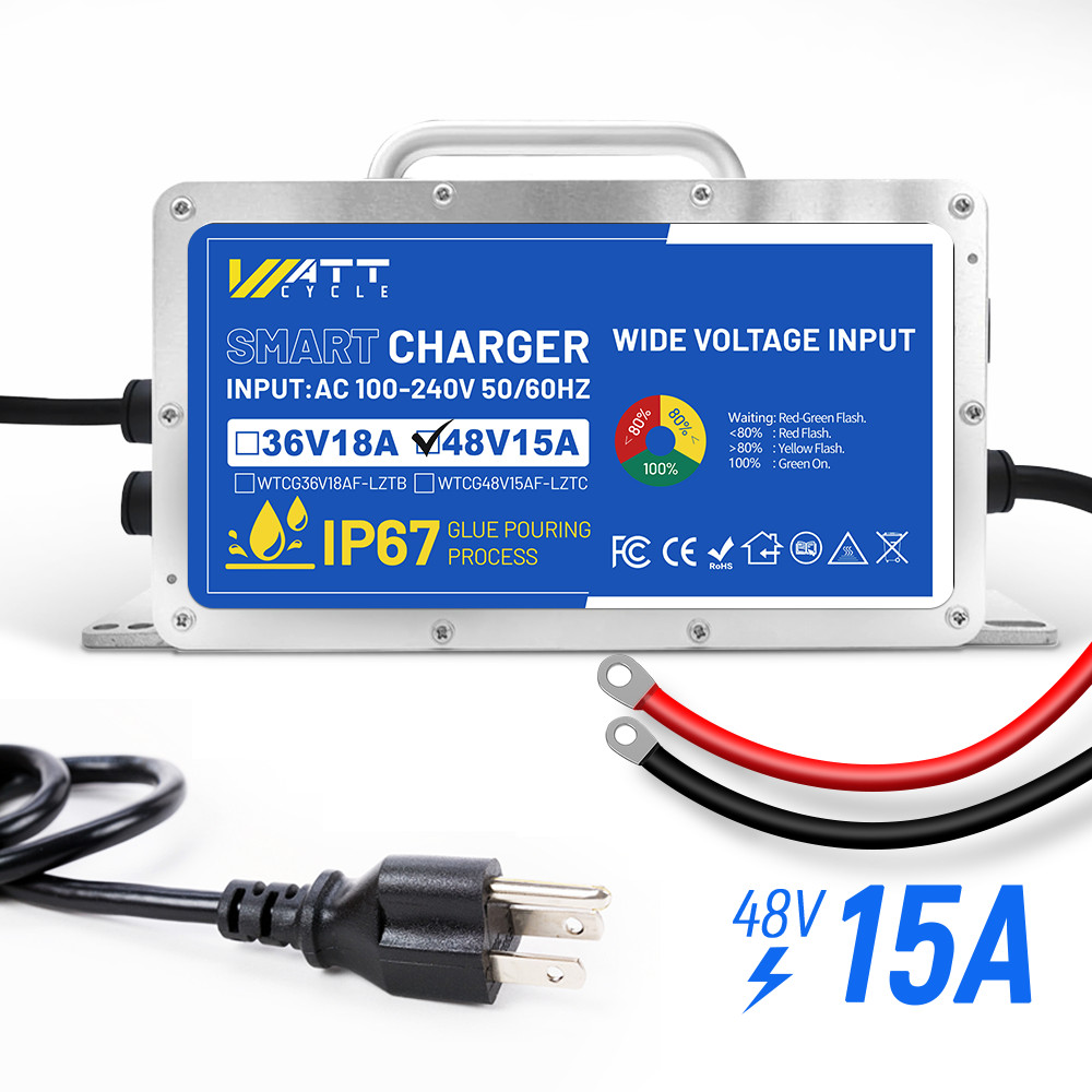 58.4V 15A Lithium LiFePO4 Battery Charger for RV Boat Golf Carts, Aluminum Shell