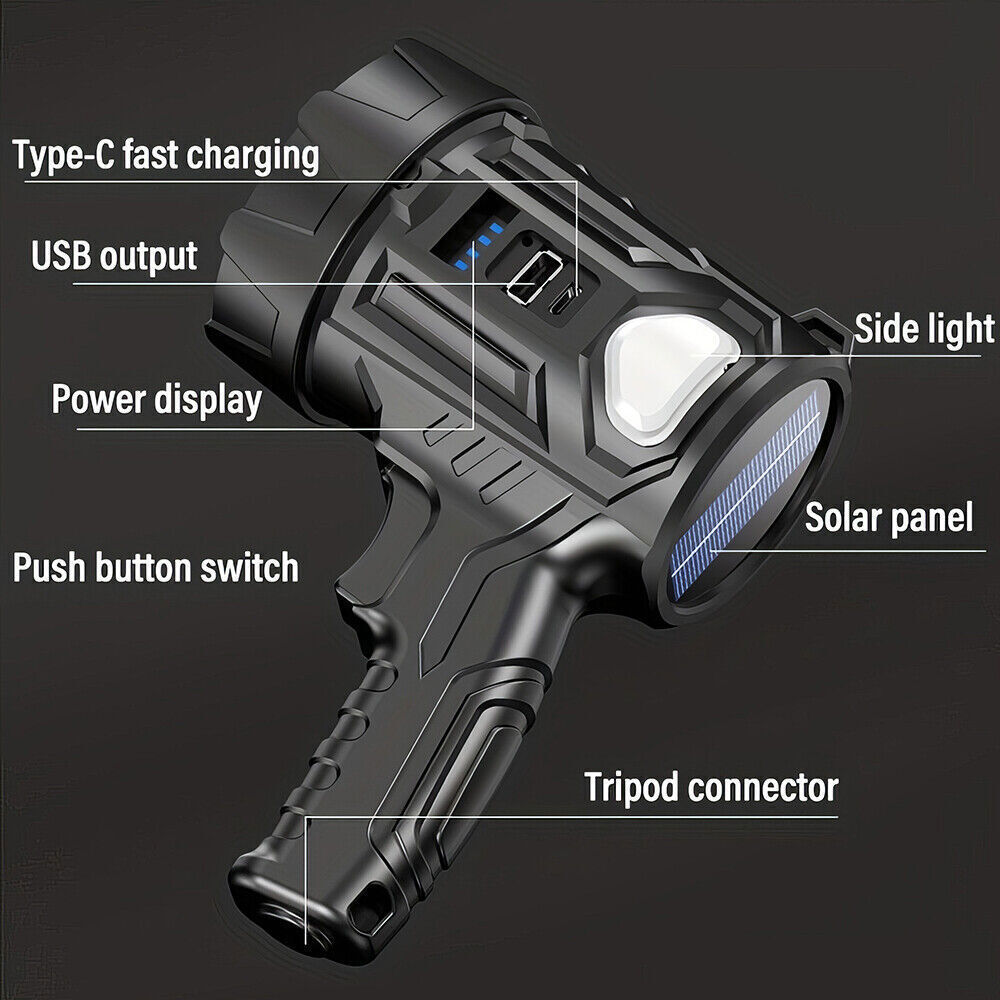 2X Spot Light Hand Held Rechargeable Spotlight Large Flashlight Torch 30000000Lm