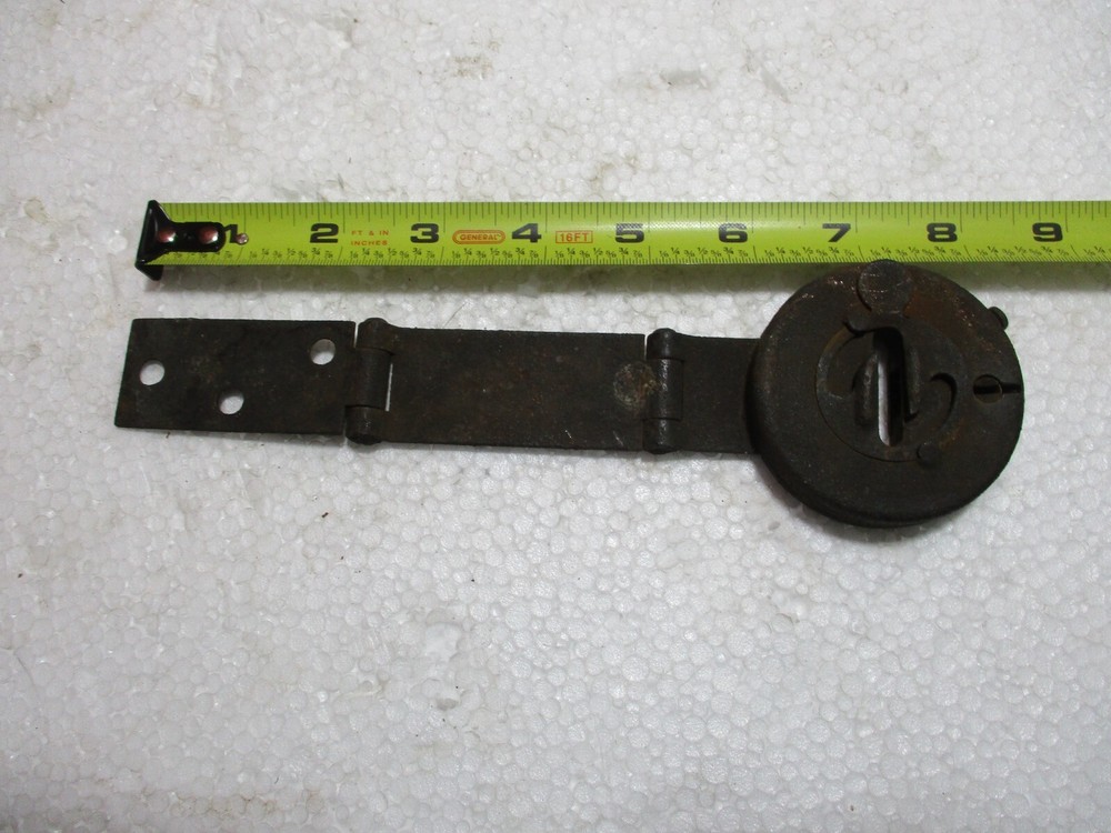 Unique Antique Primitive Iron Barn Door Trunk Hinged Prouty Lock  ???