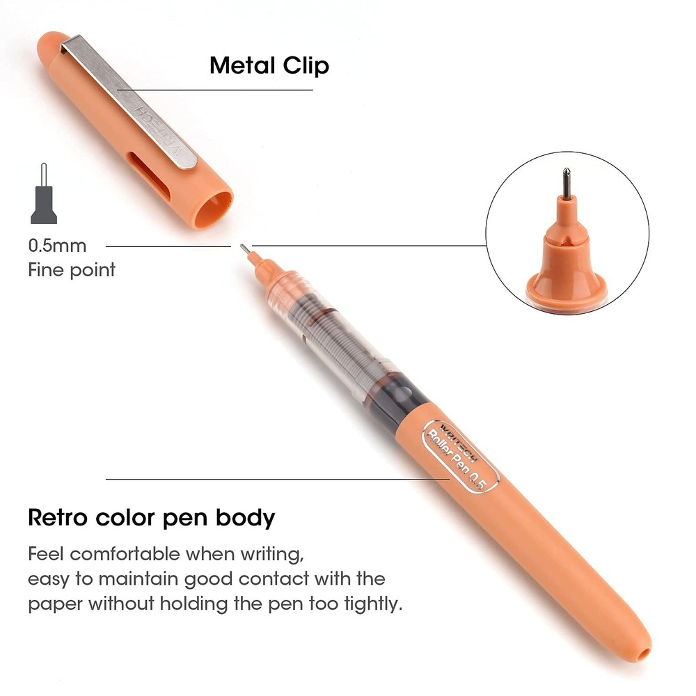 WRITECH Liquid Ink Rollerball, 0.5mm Extra Fine Point, Smooth Writing Quick D...