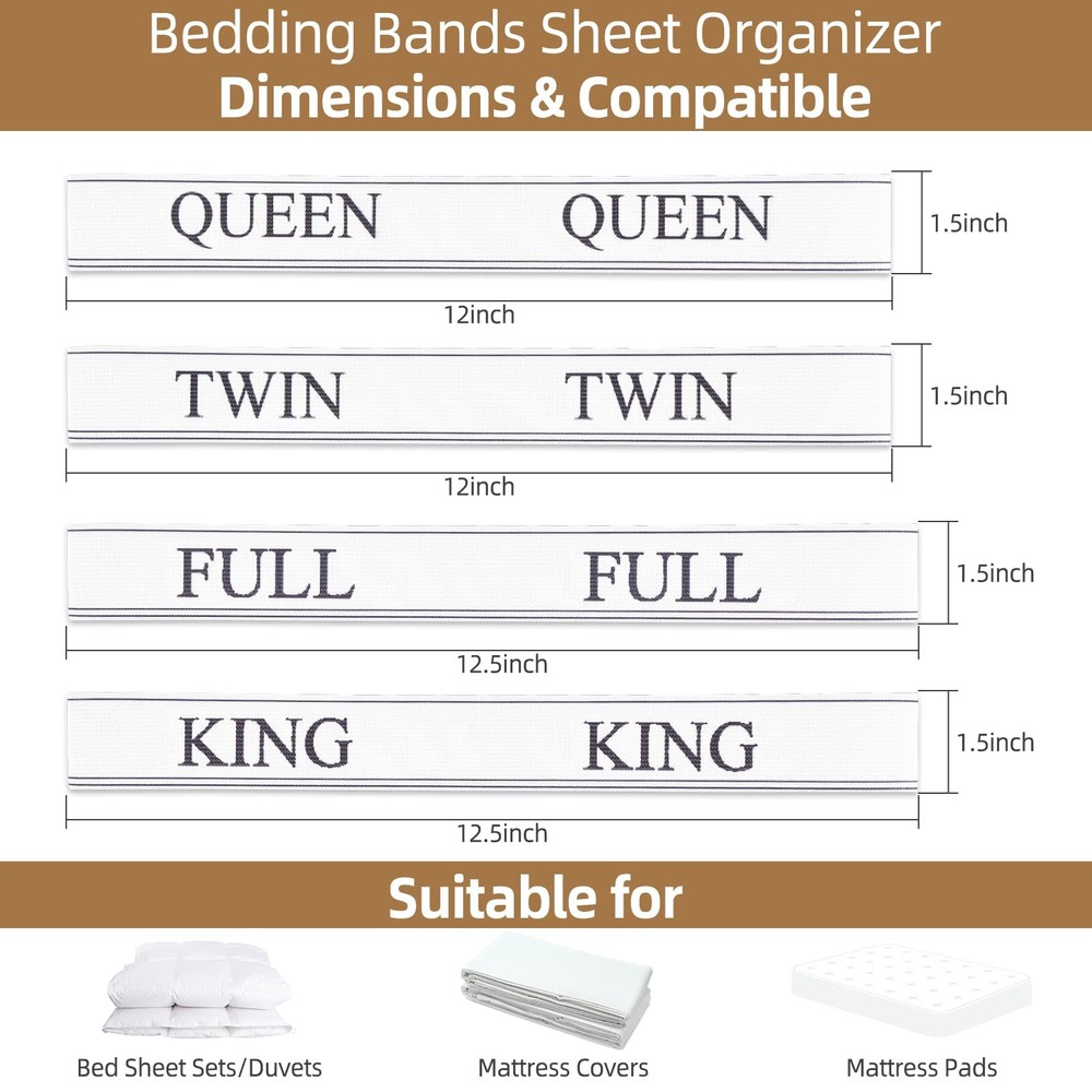 Bed Sheet Organizer Bands - Sheet Keepers for Organizing