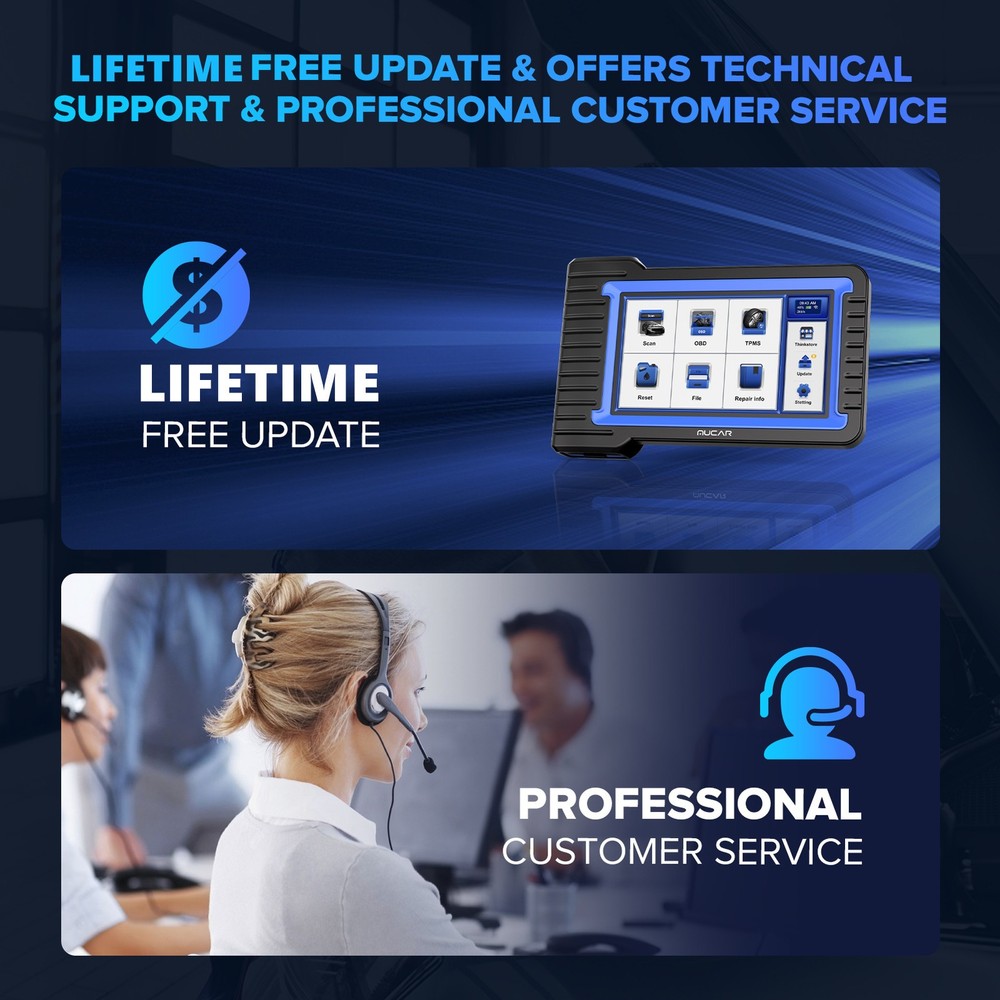 MUCAR VO7 Auto Diagnostic Tool Active Test Scanner ECU Code 28+Reset FREE Update