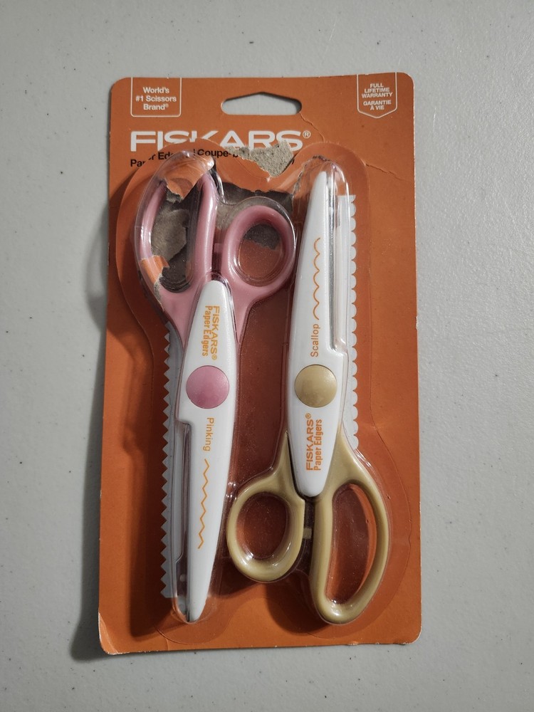 Fiskars Paper Edgers Scallop & Pinking Scrapbooking Scissors Set, 2-Pack