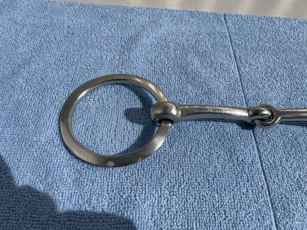 Vintage 6" Loose Flat O-Ring Snaffle Horse Bit Solid Nickel Clean Nice