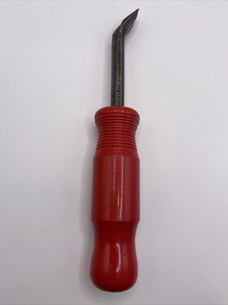 Vintage 7" G.W. Mount Upholsterer’s Tack Puller / Hand Tool Red Handle EUC