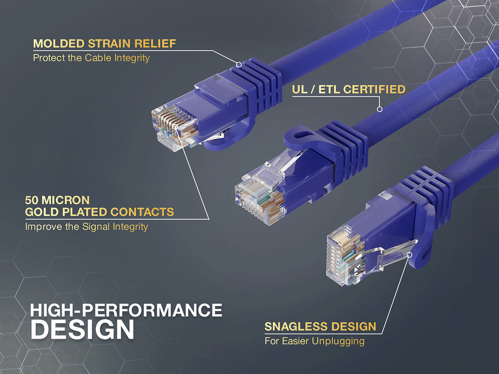 10ft Cat6a UTP 10G Ethernet Network Patch Cable Snagless 24AWG Bare Copper, P...