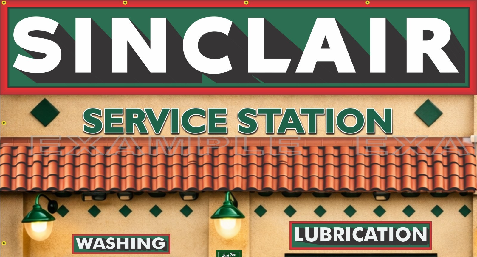 SINCLAIR HC OLD GAS PUMP STATION SCENE RENDERED VERSION WALL ART MURAL BANNER