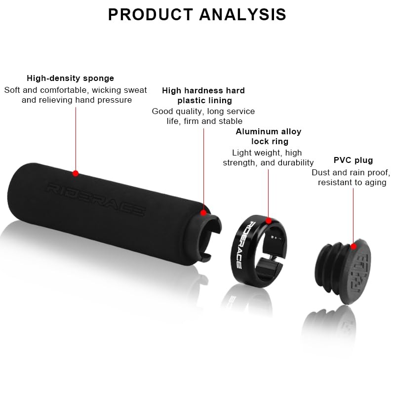 Bicycle Handlebar Soft and Comfortable Foam Grips,Shock red and black