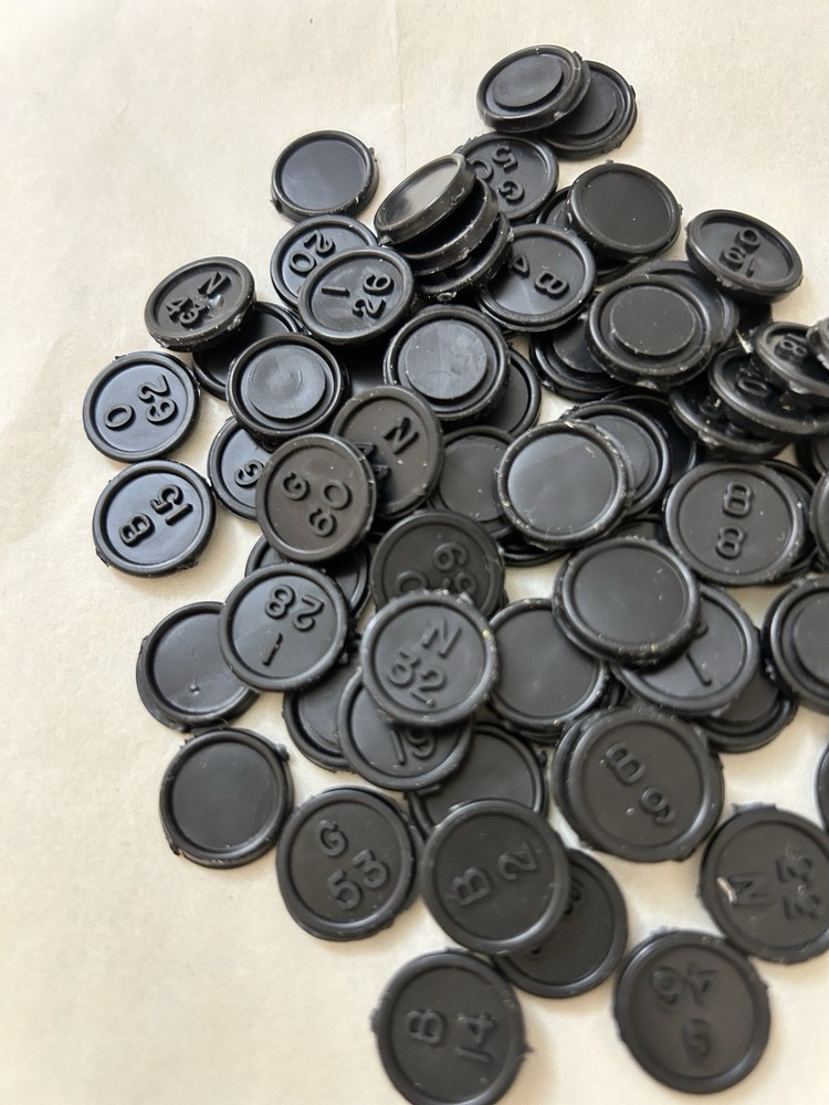 Black Plastic Bingo Chips Collage Material, Jewlery Making, Math Manipulative