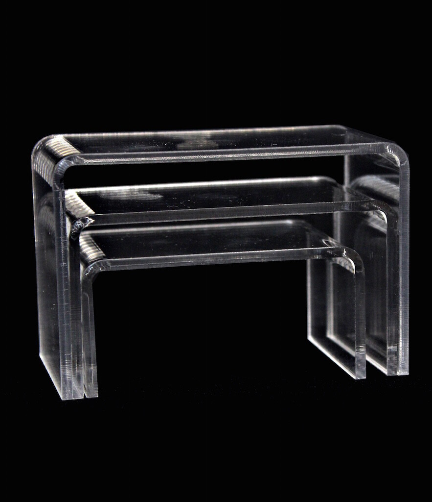 Clear Acrylic Riser Jewelry Showcase Fixture Counter Display Riser Set Of 3