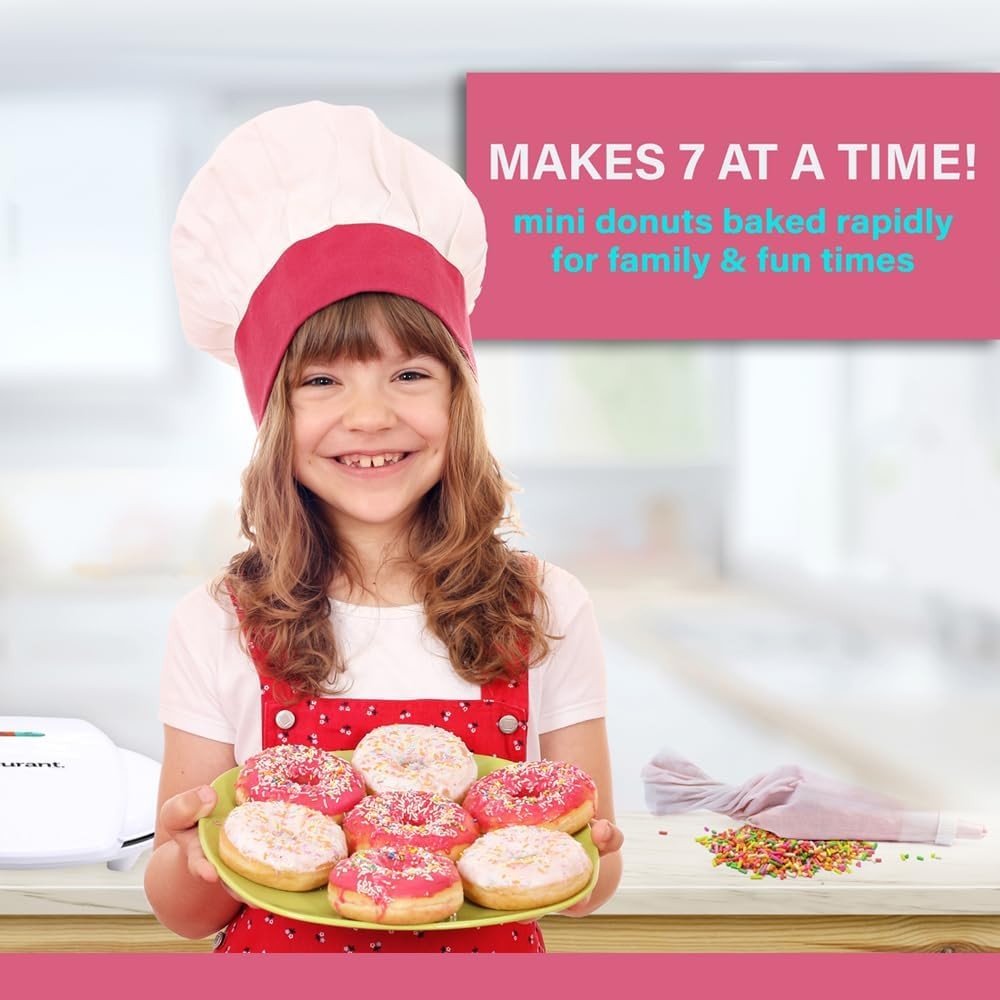Mini Donut Maker Machine for Holiday, Kid-Friendly, Breakfast or Snack, Desse...