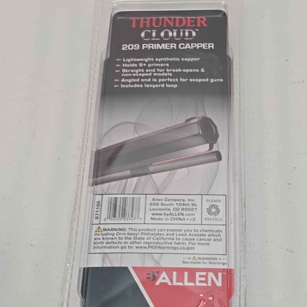 Thunder Cloud 209 Inline Muzzle loader Primer Capper by Allen, holds 8+ Primers