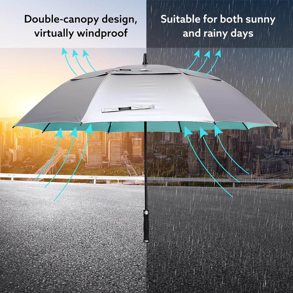 Vented UV Golf/Beach Umbrella 68" Arc, Auto Open Oversize Extra Large Windproof