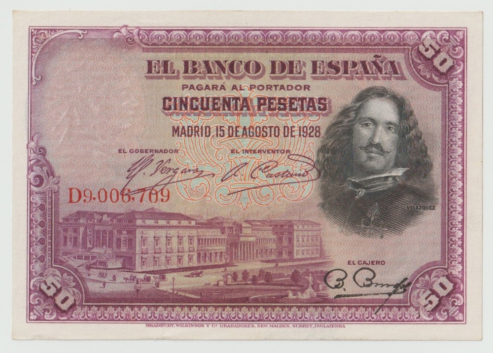 Spain 50 Festas Banknotes, year 1928