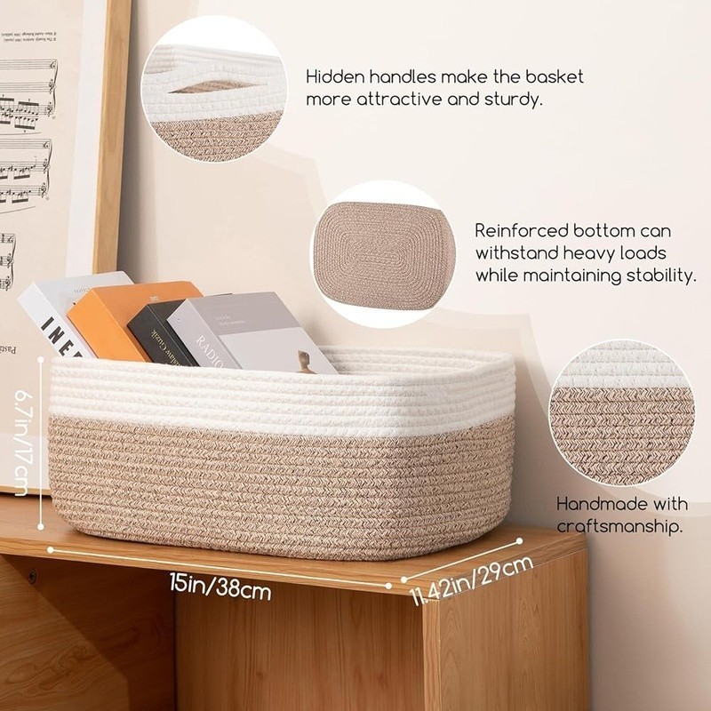 Multifunctional Cotton Rope Storage Baskets Soft Durable Organizer Home Use