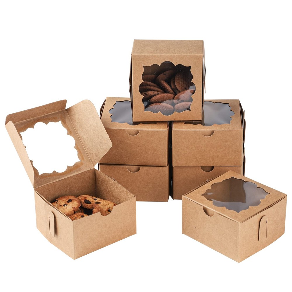 50pcs Cookie Boxes with Window Bakery Boxes Small Treat Boxes Mini Pie Boxes ...