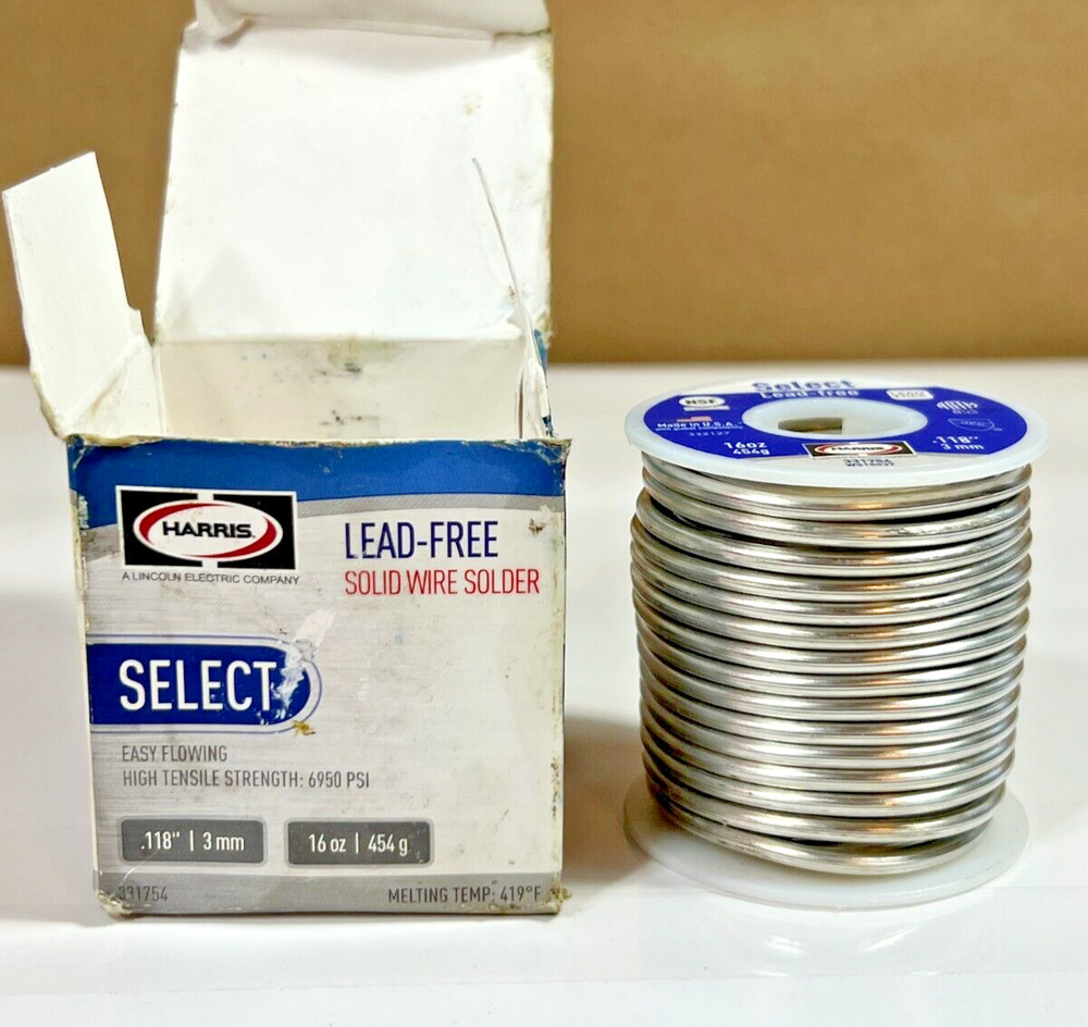 Harris 331754 Select Lead-Free SOLDER Solid Wire .118" 16 oz.