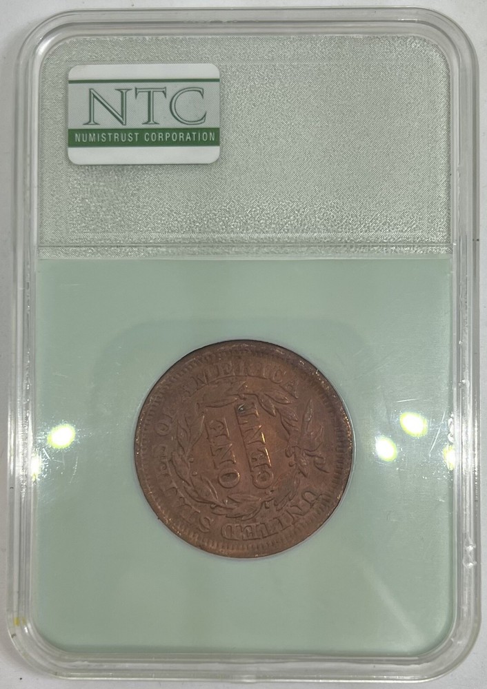 1854 Braided Hair Large Cent VF Cleaned Rotated Reverse