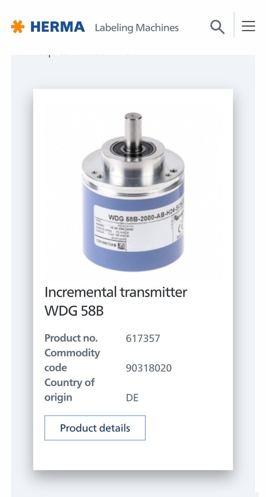 NEW HERMA Replacement Encoder Only 617357 with Cordset H400 H500 400 500
