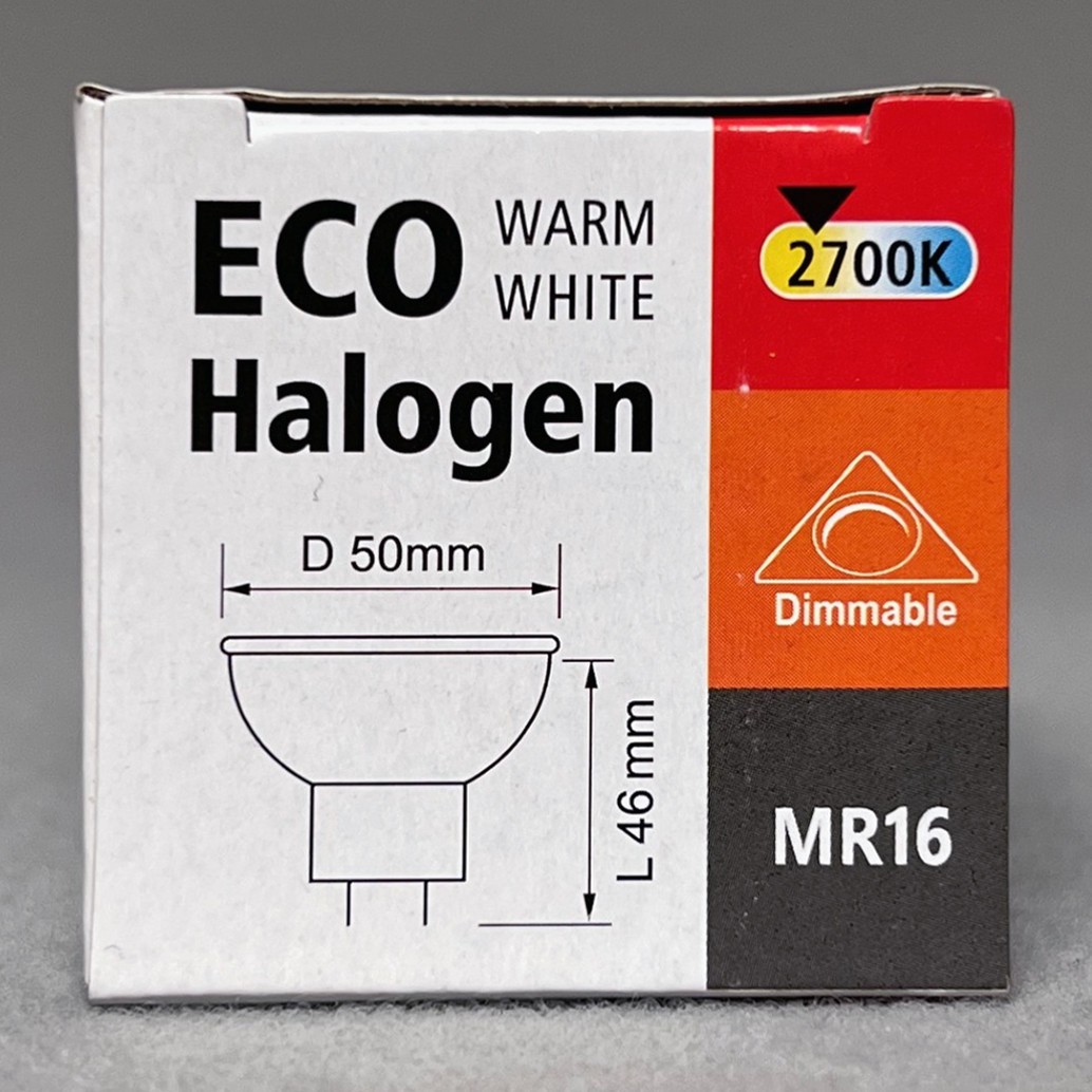 ECO HALOGEN BULBS Box Of 6 (MR16) 12V/50W 2700k WARM WHITE Dimmable 2-Pin GU5.3